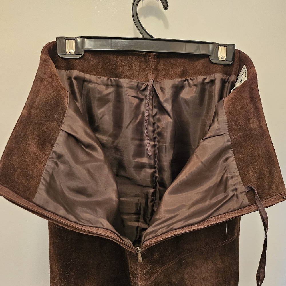 Brown genuine suede pencil skirt Size 10 - Picture 6 of 6